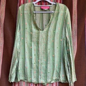 ALPANA BAWA  EMBROIDERED COTTON BOHO LONG SLEEVE BLOUSE- GORGEOUS- M